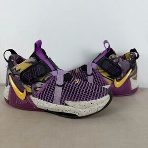 Nike LeBron James 7 Basketball Sneakers US 1Y FD0210-001 Purple Black Yellow